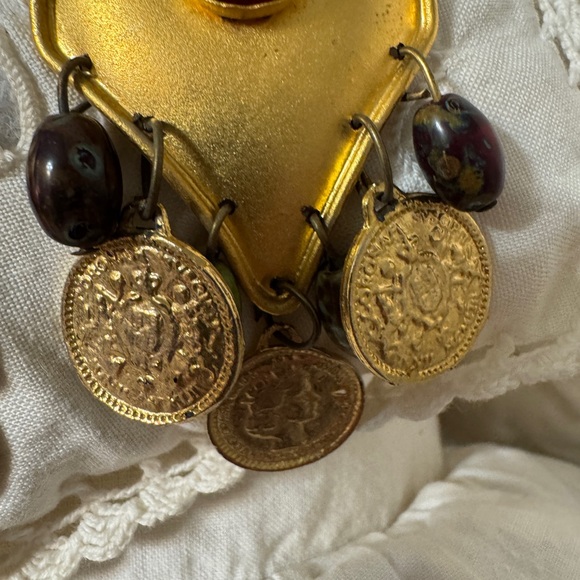 Vintage Gold and Amber Statement Earrings - Picture 8 of 12